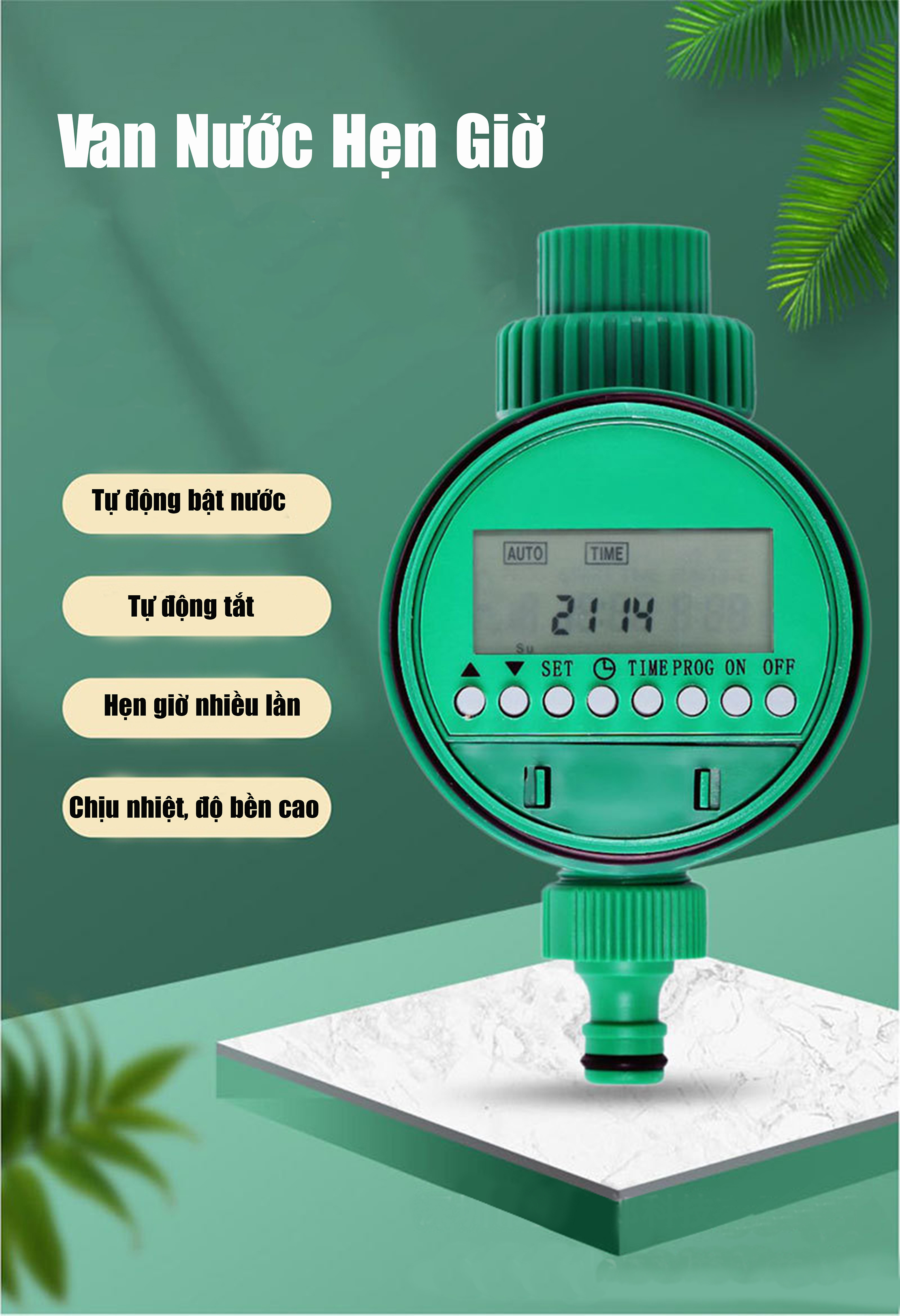 Đồng Hồ Hẹn Giờ Tưới Nước Cho Cây, van hẹn giờ tưới dùng pin