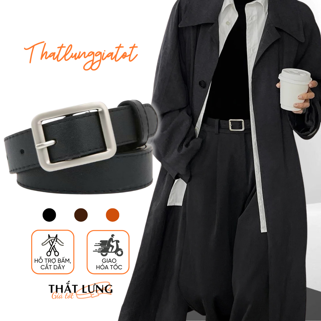 Thắt Lưng Nữ Mặt Chữ Nhật Đơn Giản Da Mềm (Hỗ trợ cắt bấm lỗ dây nịt) TL007 - Thắt Lưng Giá Tốt