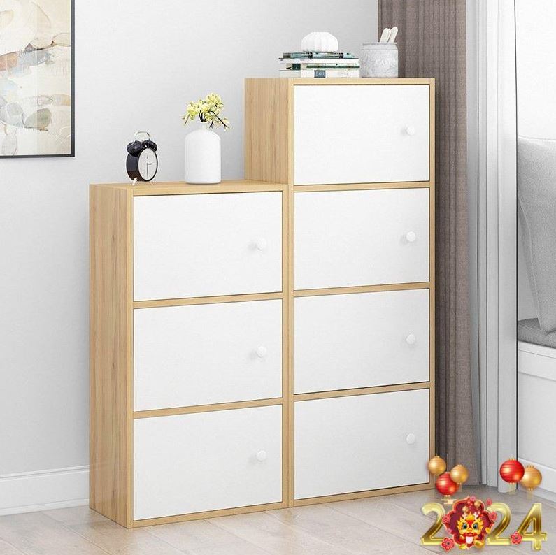 Tủ Bắc âu nhiều ngăn có cửa, chất liệu gỗ MDF phủ Melanin bền đẹp, kích thước đa dạng theo nhu cầu sử dụng