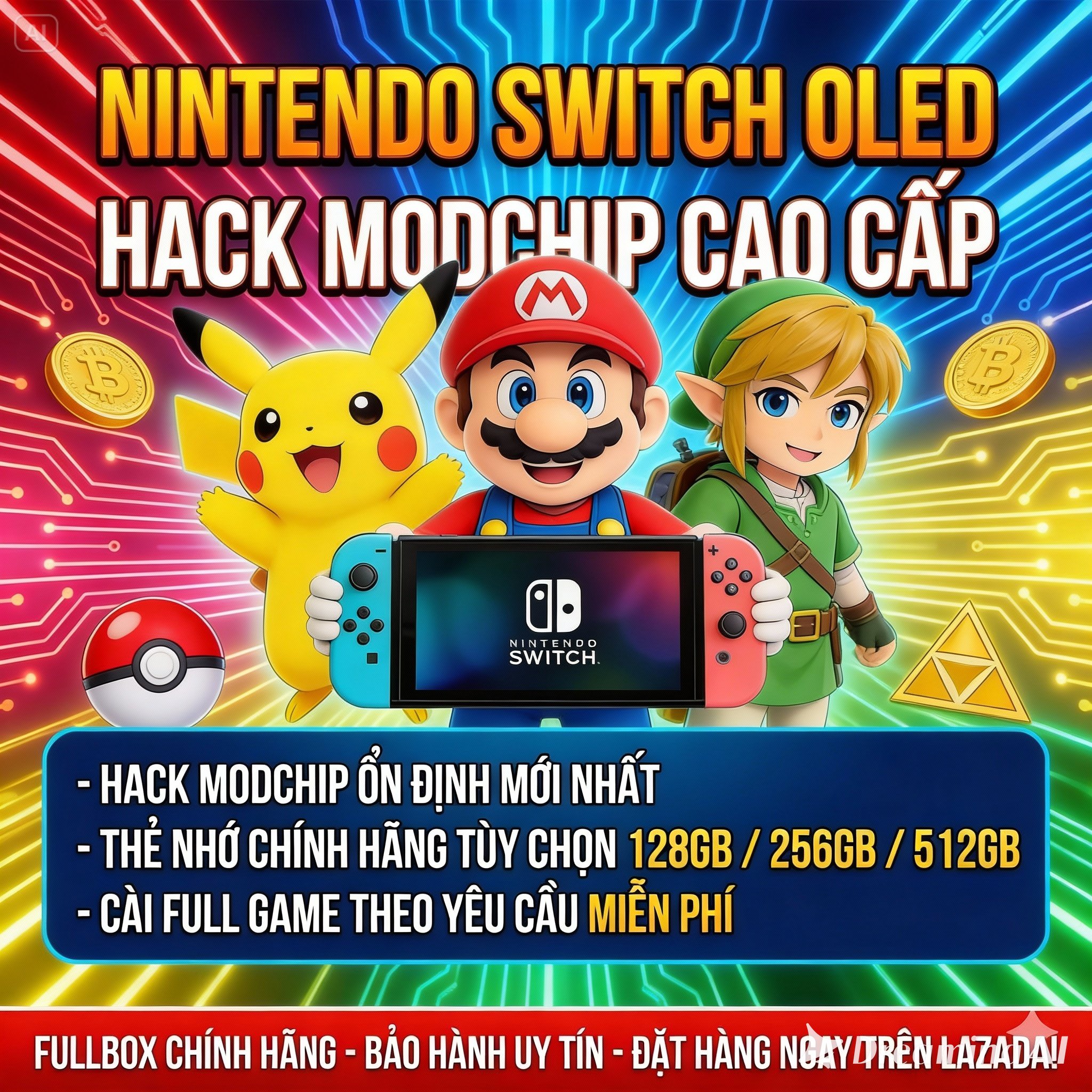 Máy chơi game Nintendo Switch OLED 2nd nohack + Hack modchip  Fullbox