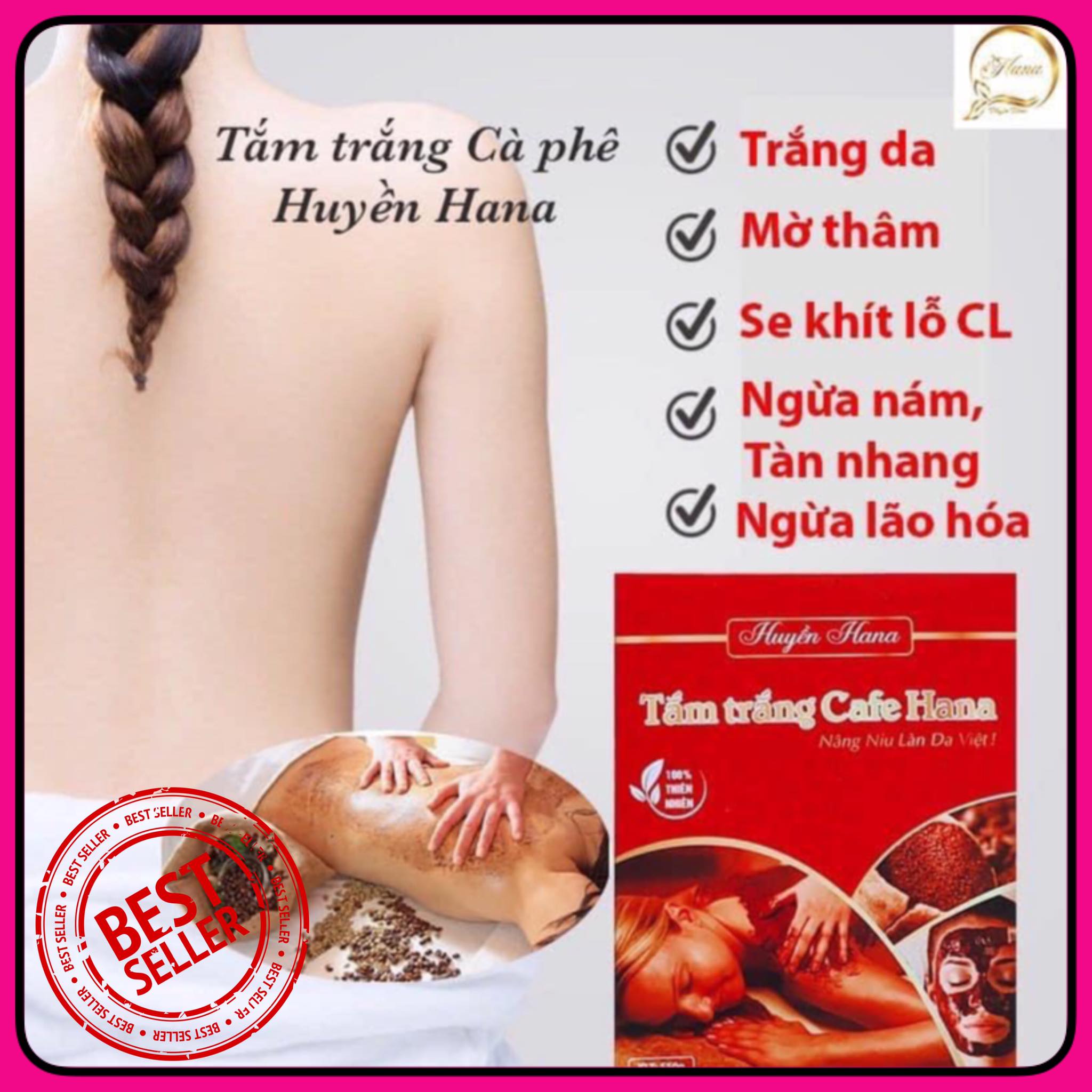 Bột tắm trắng dưỡng da cafe than hoạt tính huyền hana hộp 2 gói/550gram
