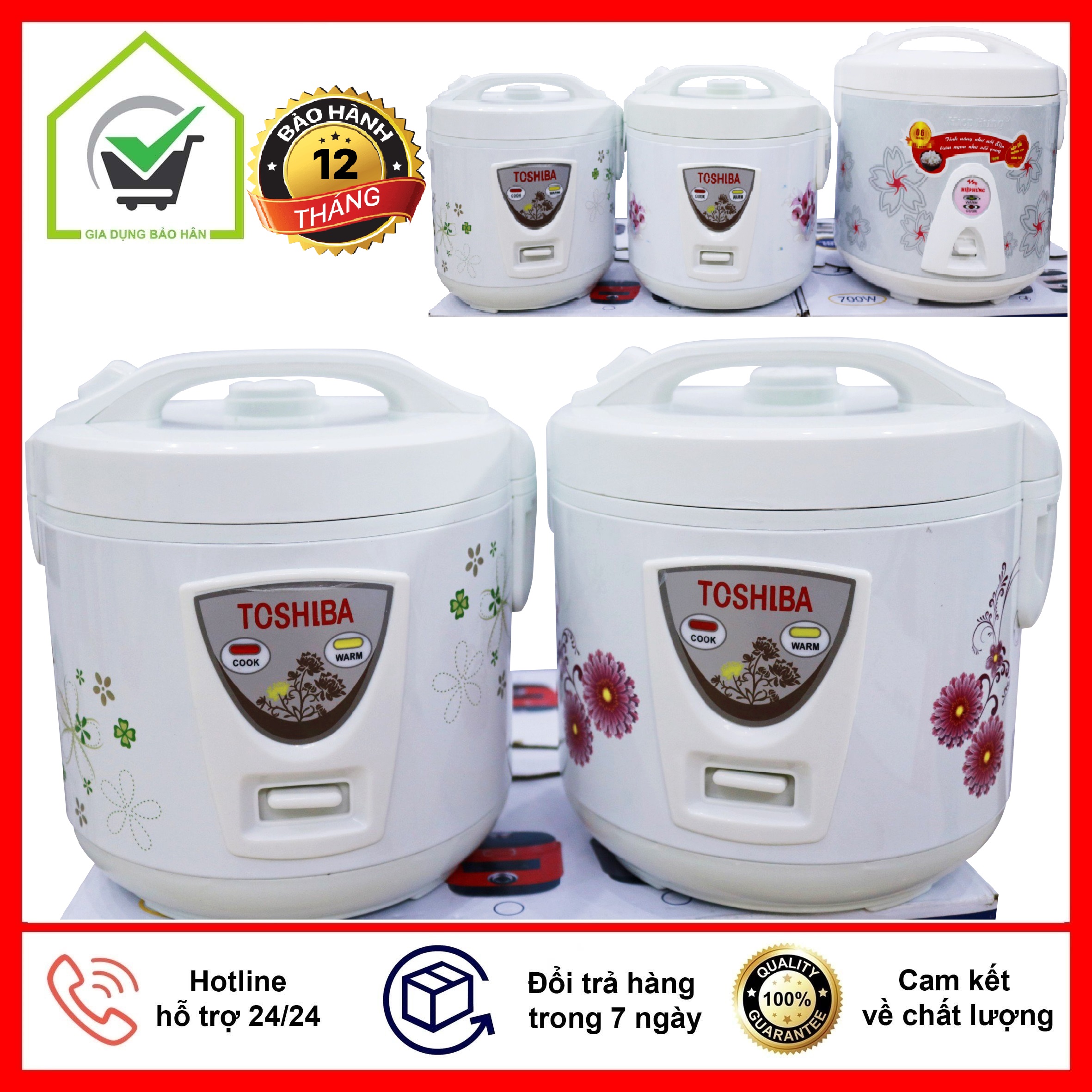 Nồi Cơm Điện Nhập Khẩu Có Chống Dính, Dung Tích 1 Lít, 1.2 Lít và 1.8 Lít, Bảo Hành 12 Tháng