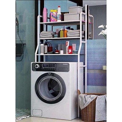 Kệ để đồ trên máy giặt khung thép sơn tĩnh điện kt 163x68x25cm- Kệ sau máy giặt tiện dụng- kệ để dụng cụ máy giặt