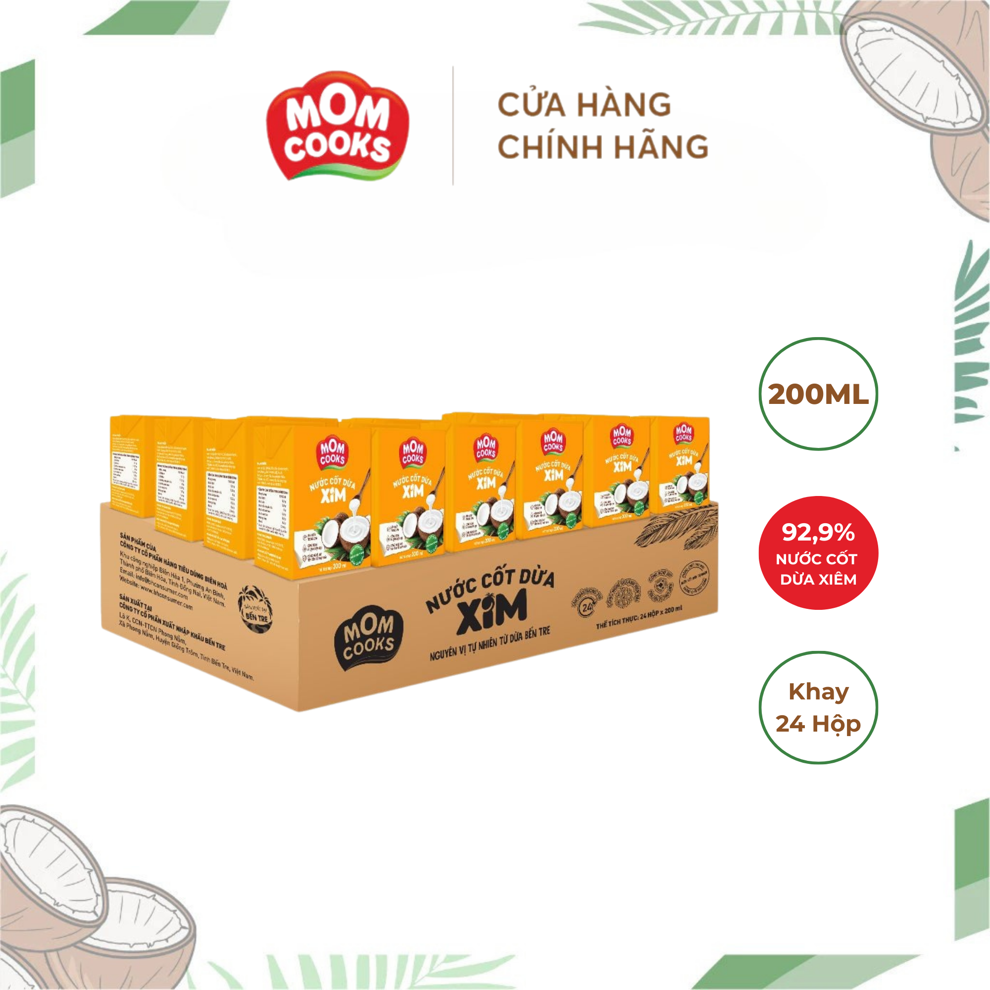 Thùng 24 Hộp Nước Cốt Dừa Mom Cooks 200ml/Hộp