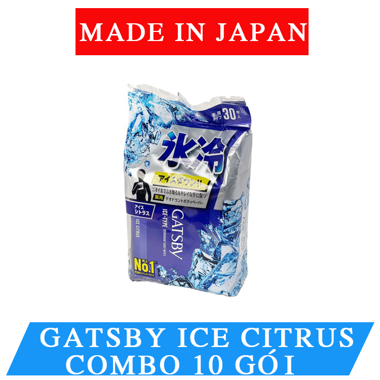 [HCM]COMBO 10 BỊCH GIẤY ƯỚT KHỬ MÙI GATSBY ICE  KHĂN ƯỚT GIẢI BIA