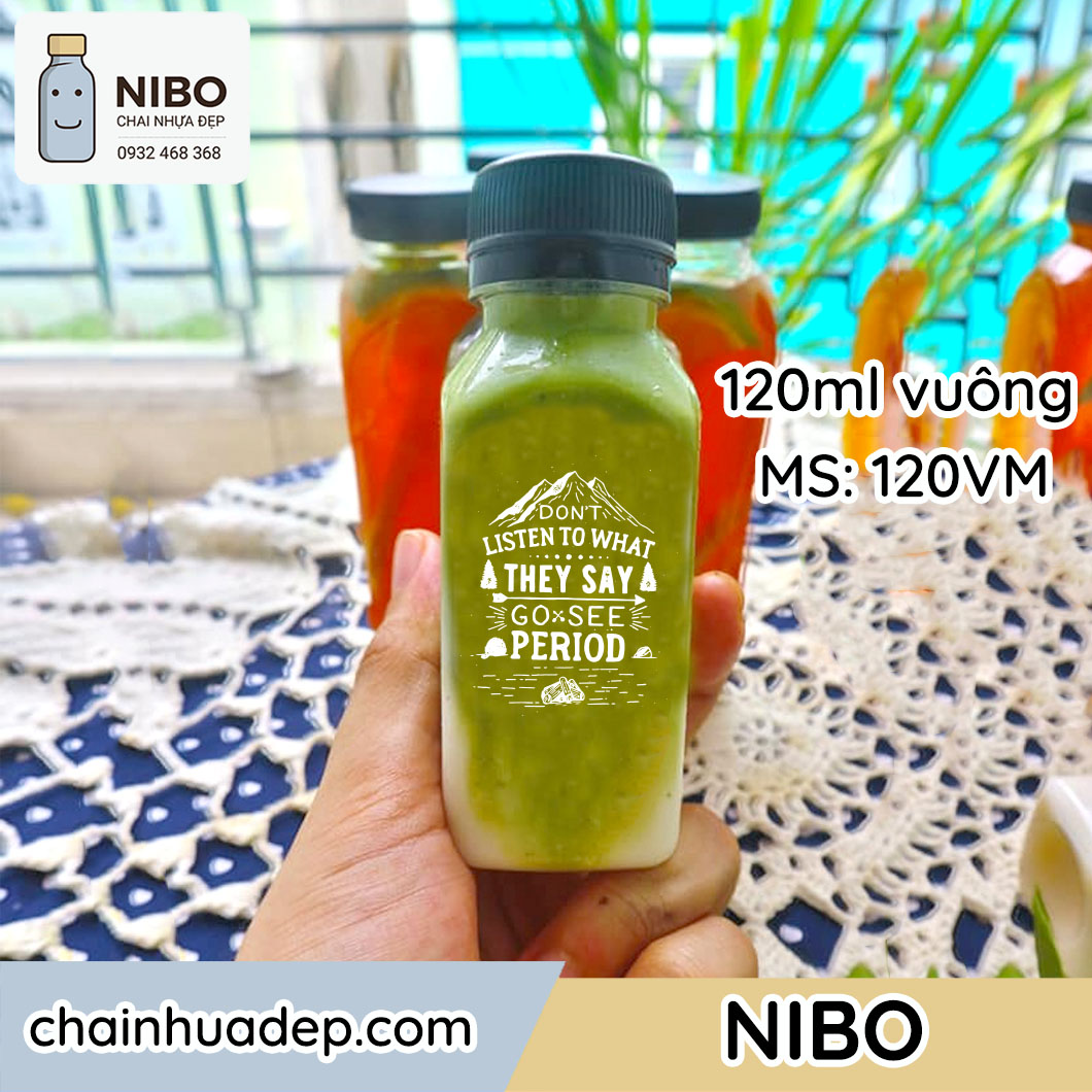[Chai nhựa cao cấp] 20 vỏ chai 120ml vuông dán sẵn hình cute