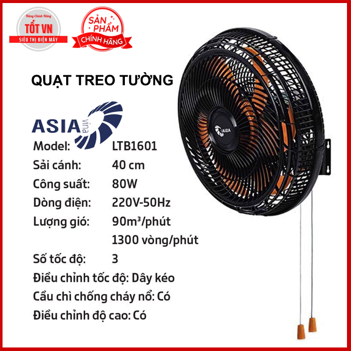 Quạt Treo Asia LTB1601 (Động cơ Turbo), Điện Máy Tốt VN