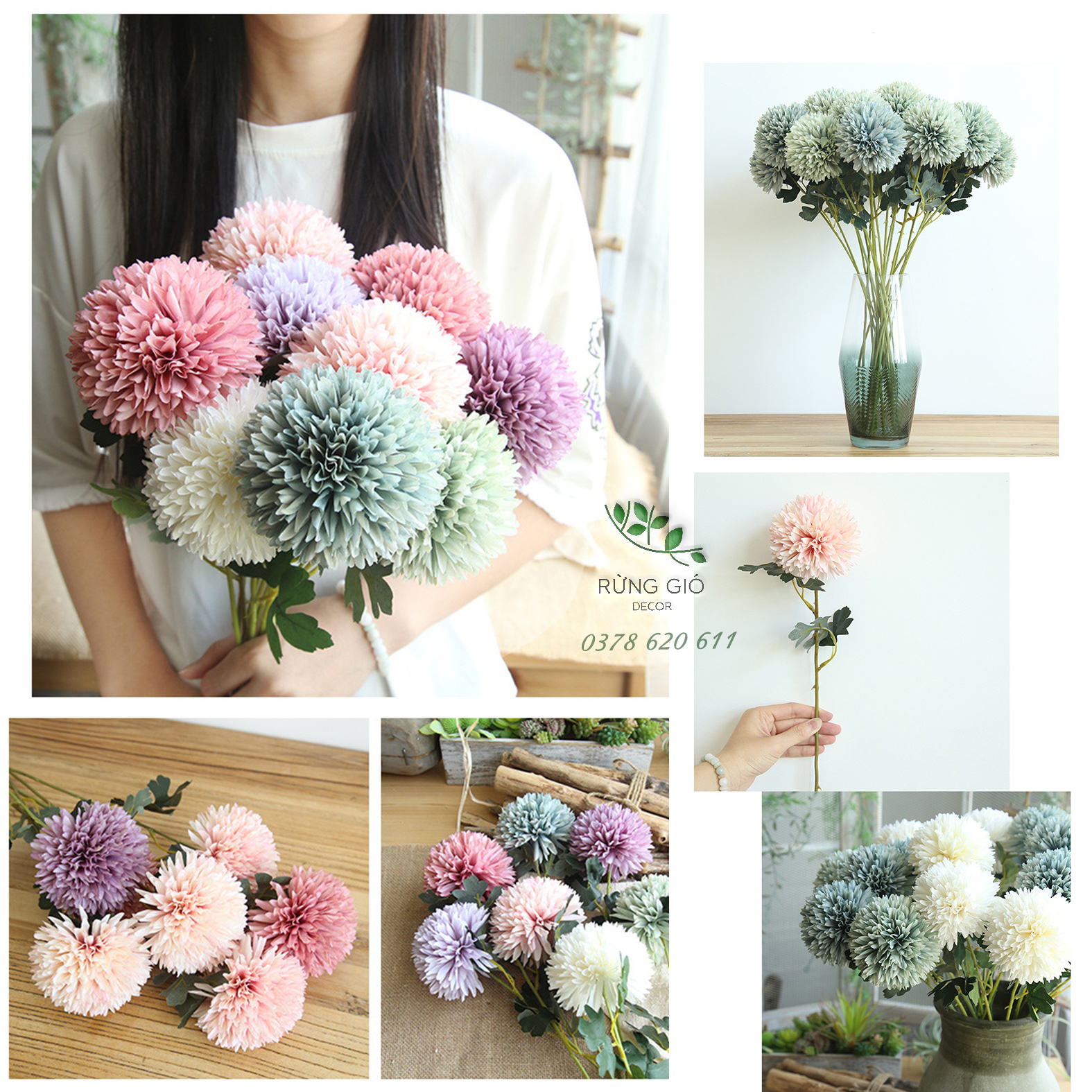 Hoa Bồ Công Anh SIZE TO dài 56cm - hoa giả giống thật - 1 cành 1 bông, có ảnh thật