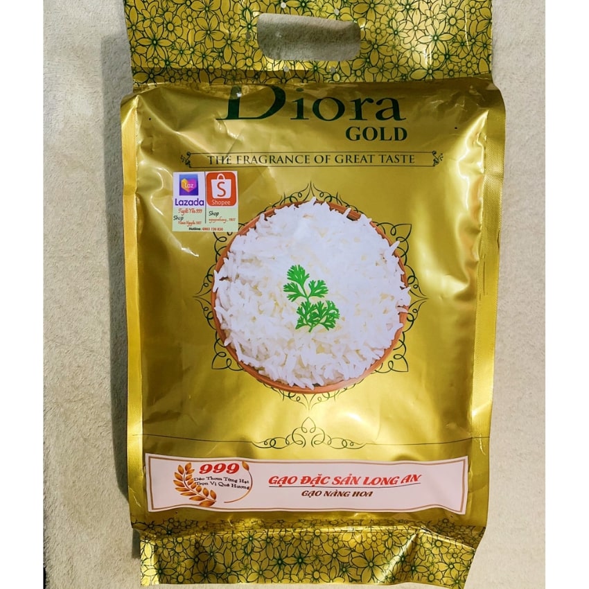 Gạo sạch Nàng Hoa 999 đặc sản Long An gạo ngon chính hiệu túi 5kg- Gạo chính hiệu, thơm nhẹ, mềm xốp cơm-Mua 4 túi tặng 1kg đường cát trắng 40k - Hanie999 Shop-Hanie 999