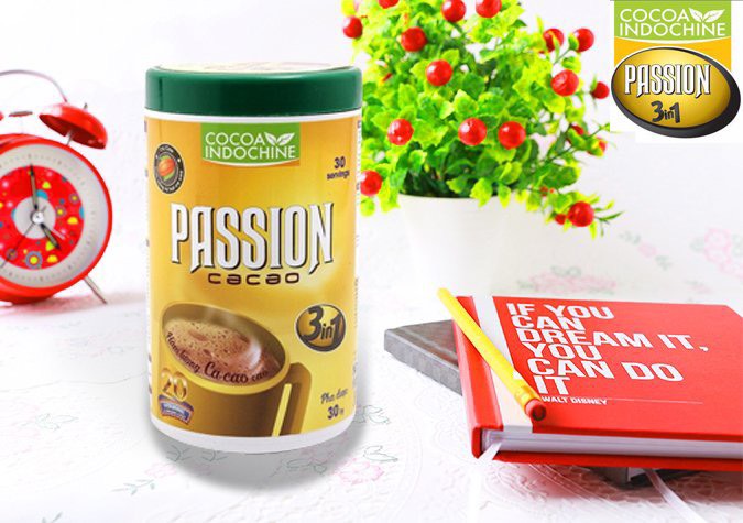 [HCM]Bột Cacao sữa hoà tan Passion 3 in 1 - Cocoa Indochine (Hủ 450g)