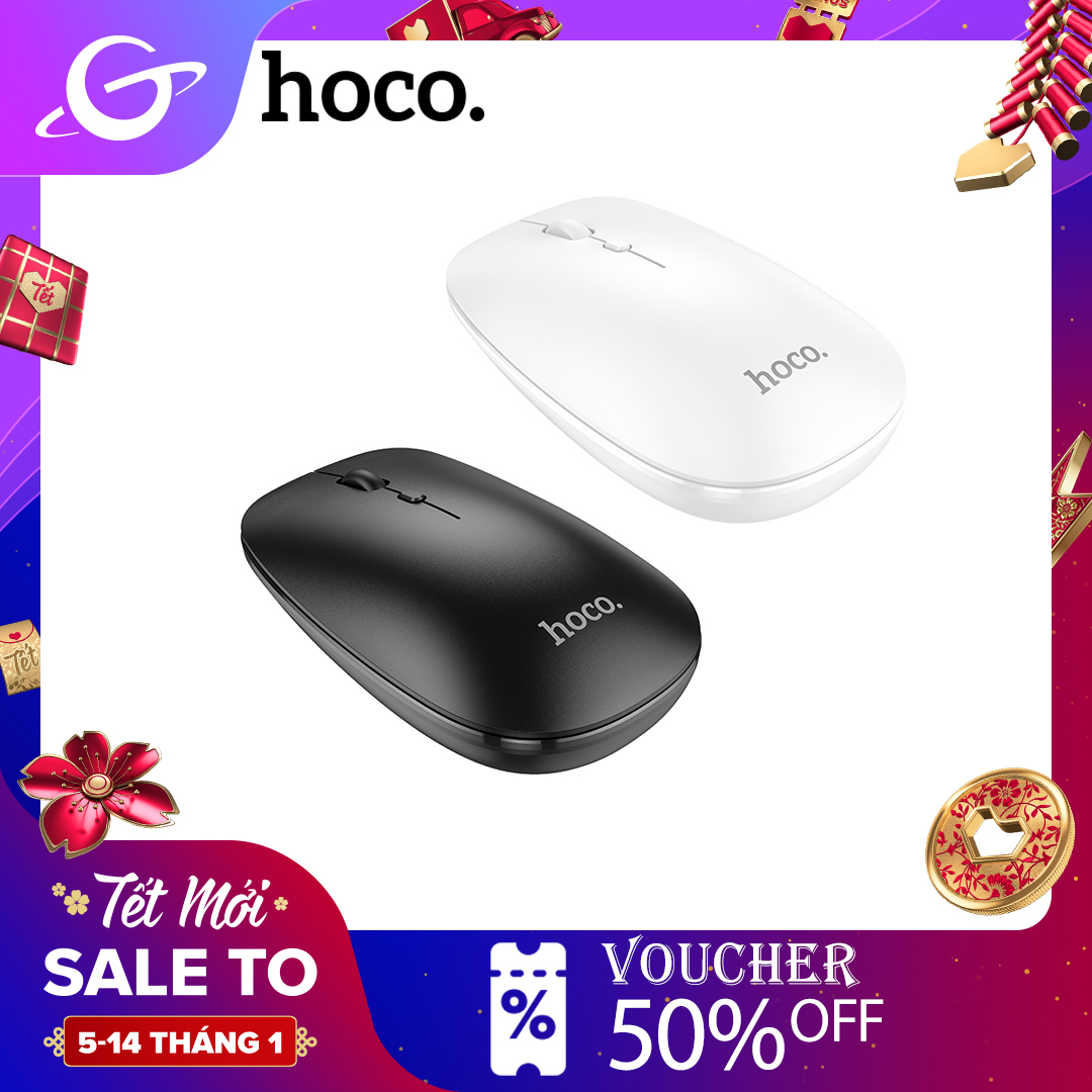 Chuột không dây hoco gm15, 2.4 ghz & bluetooth 5.0 có đầu thu usb theo dõi quang học 1600 dpi, nút 4d cho chuột máy tính xách tay