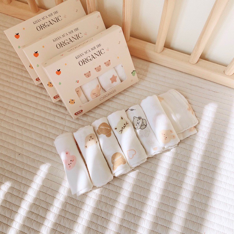Set 5 Khăn sữa sợi tre Monona 4 lớp cho bé sơ sinh
