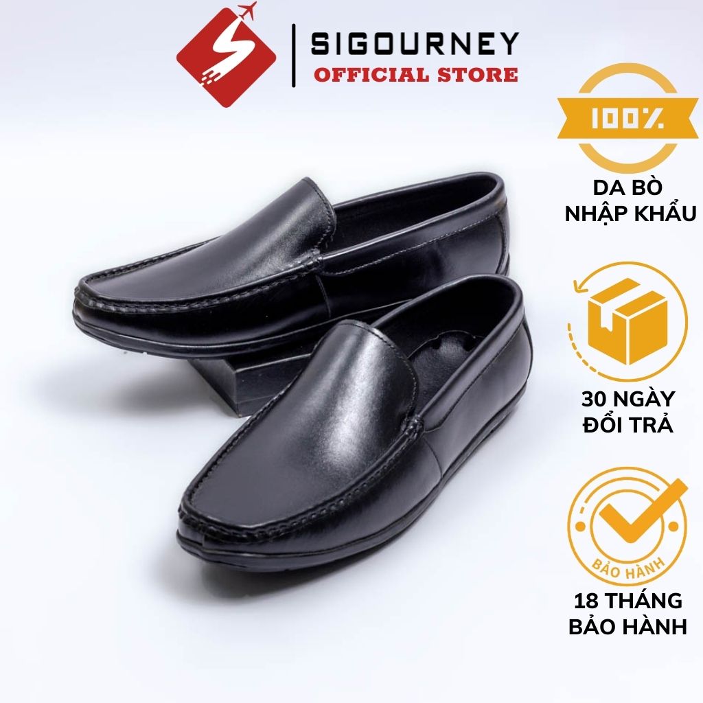 Giày lười nam da bò dành cho giới công sở SIGOURNEY màu đen SIG-08