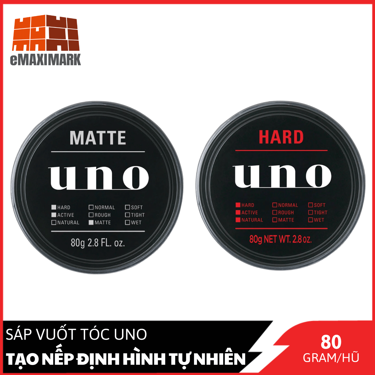 SÁP VUỐT TÓC UNO TÓC GIỮ NẾP TỰ NHIÊN ĐỊNH HÌNH MẠNH MẼ 80G/HŨ