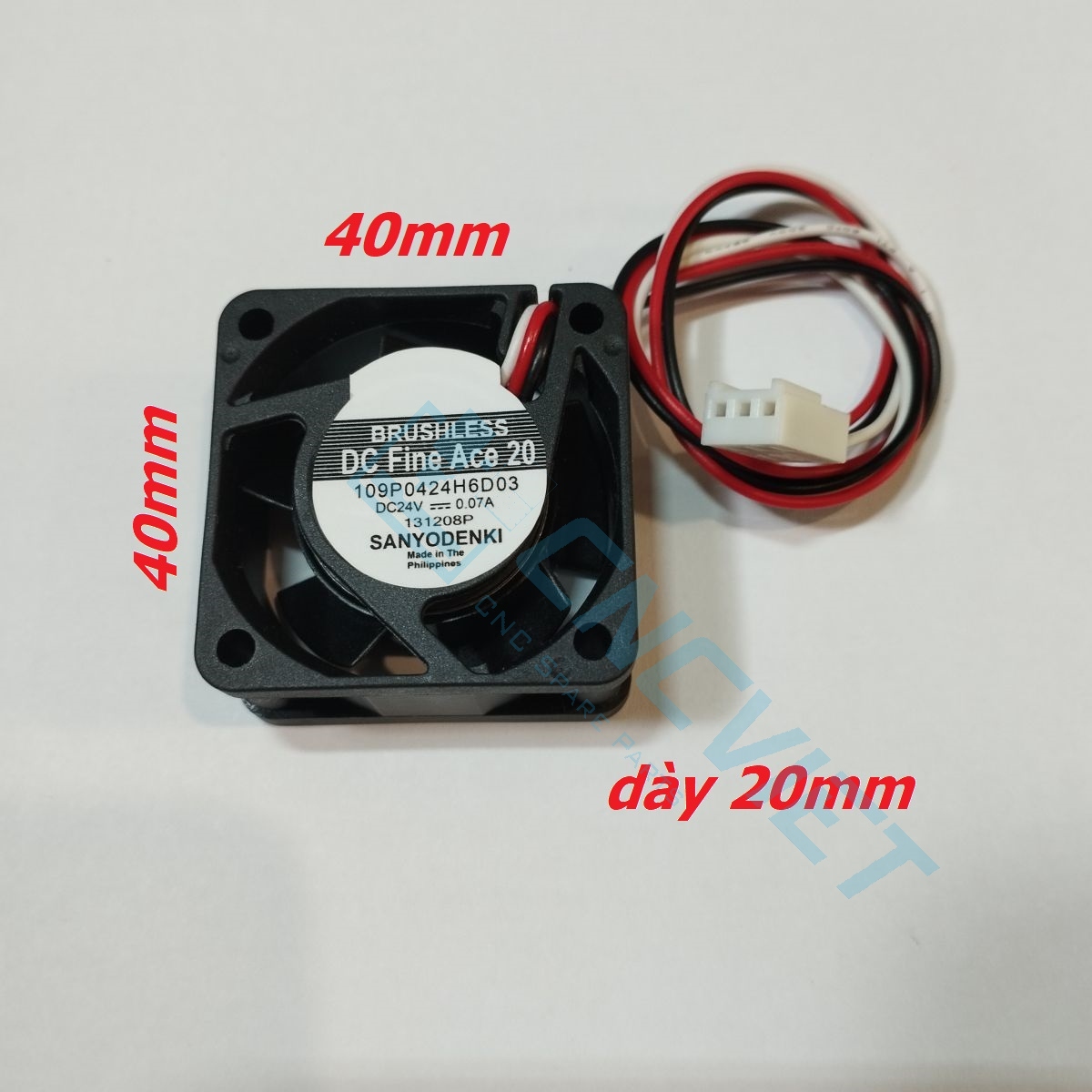 Quạt tản nhiệt 3 dây 40x40x20mm 4020 SanyoDenki 109P0424H6D03 A90L-0001-0385 24V 0.07A cho máy CNC Giá 194,480 Đồng*Miễn phí vận chuyển