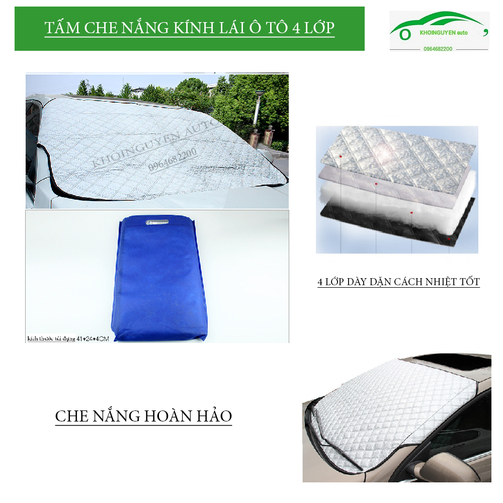 Bạt che nắng kính lái ô tô 4 lớp siêu bền