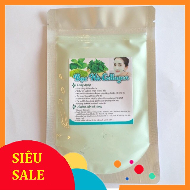 Bột đắp mặt nạ Dẽo bạc hà colagen 100g-250g-300g mờ vết thâm dưỡng trắng