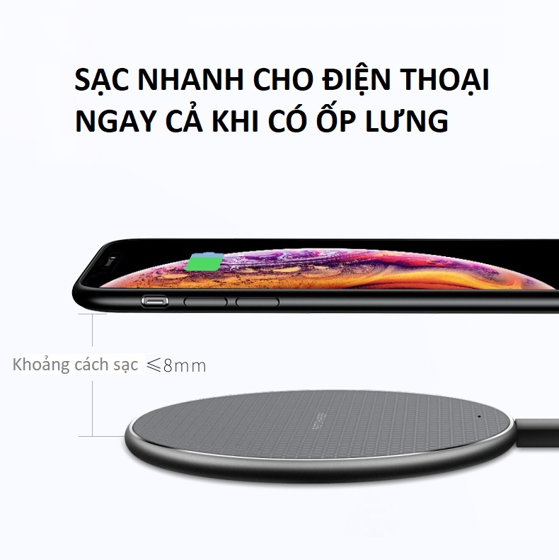 Sạc không dây 15W sạc nhanh cho các thiết bị Iphone, Samsung, Huawei, Xiaomi, Tai nghe, Đồng hồ, tương thích với nhiều thiết bị khác nhau