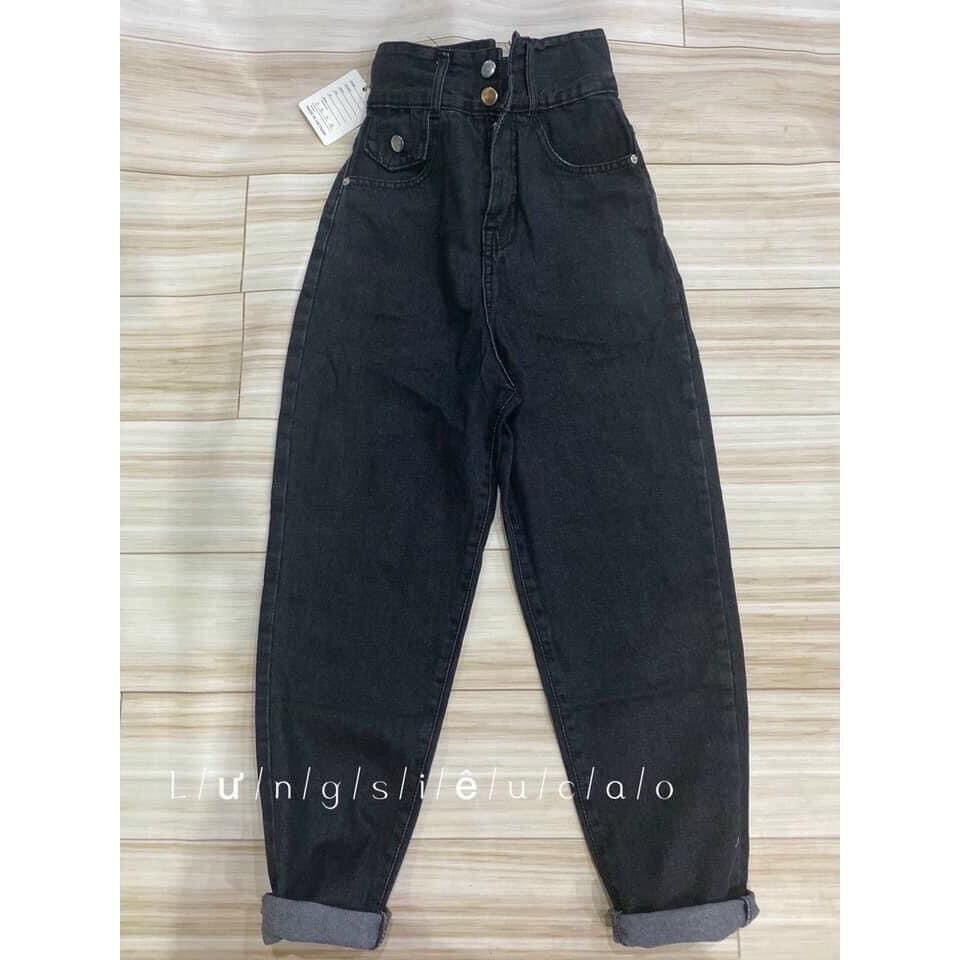 👉🏿baggy jeans lưng cao 2 nút túi nắp