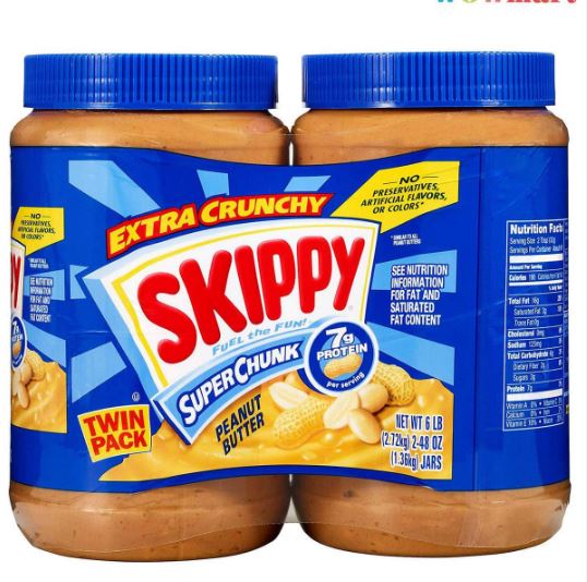 Set 2 Hộp Bơ Đậu Phộng Hạt Skippy Super Chunk Peanut Butter của Mỹ 2.27kg