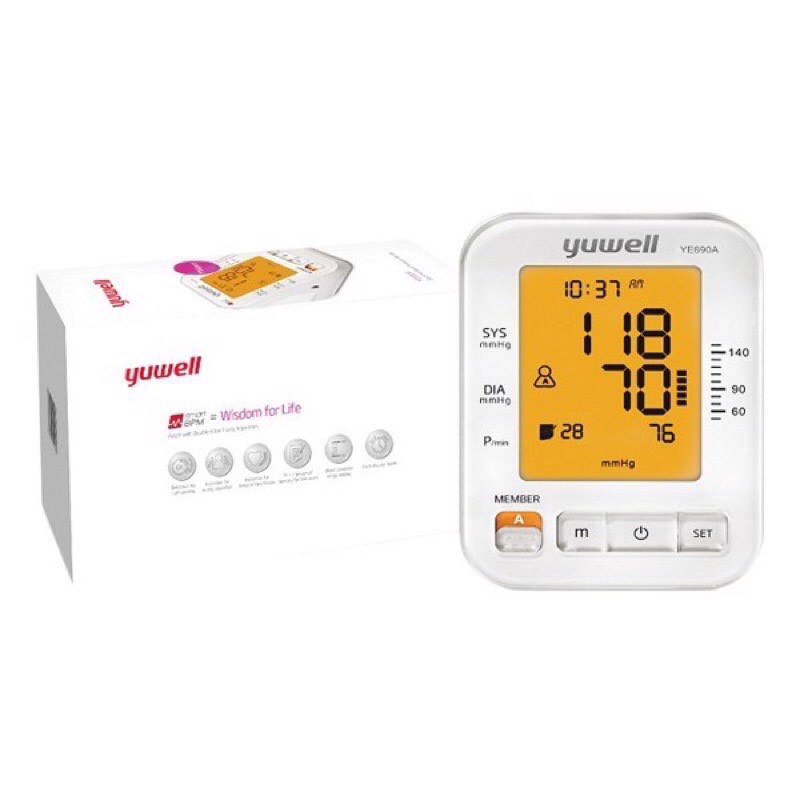Máy đo huyết áp, máy đo huyết áp điện tử bắp tay yuwell ye690a mdhayuwellye690a