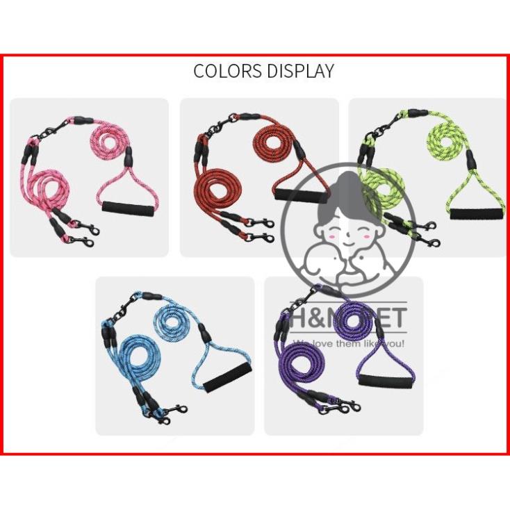 Xích đôi, dây dắt đôi chó chó mèo - xích 2 đầu đa năng h&n pet