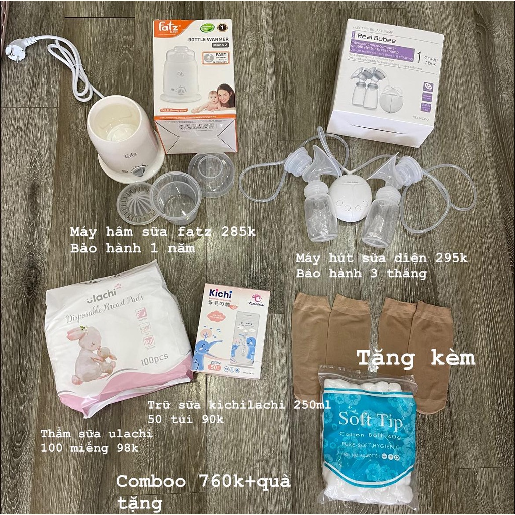 Combo máy hâm sữa, hút sữa, trữ sữa, thấm sữa 760 cho mẹ