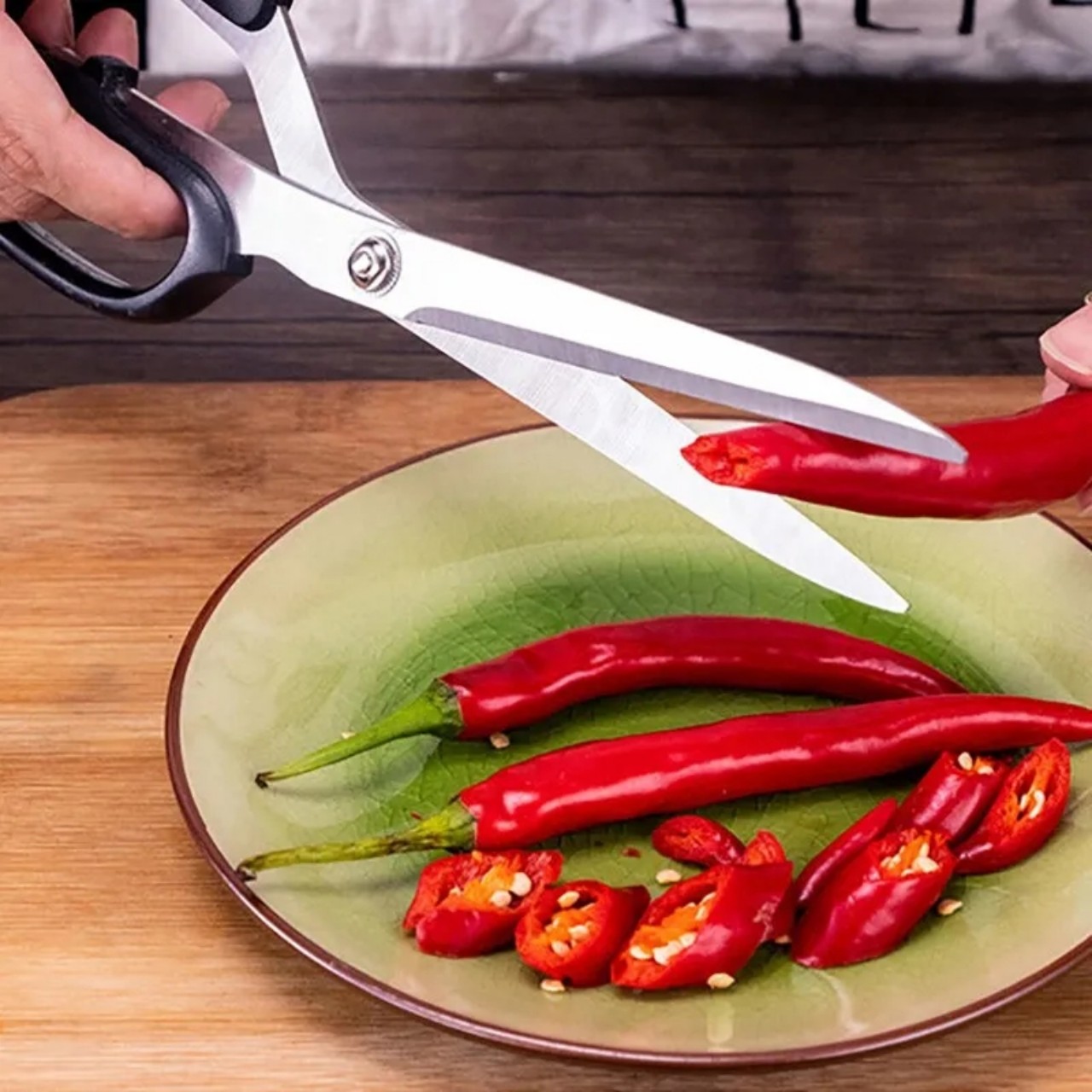 Kéo cắt thực phẩm, kéo cắt giấy văn phòng, kéo thái đỏ xanh