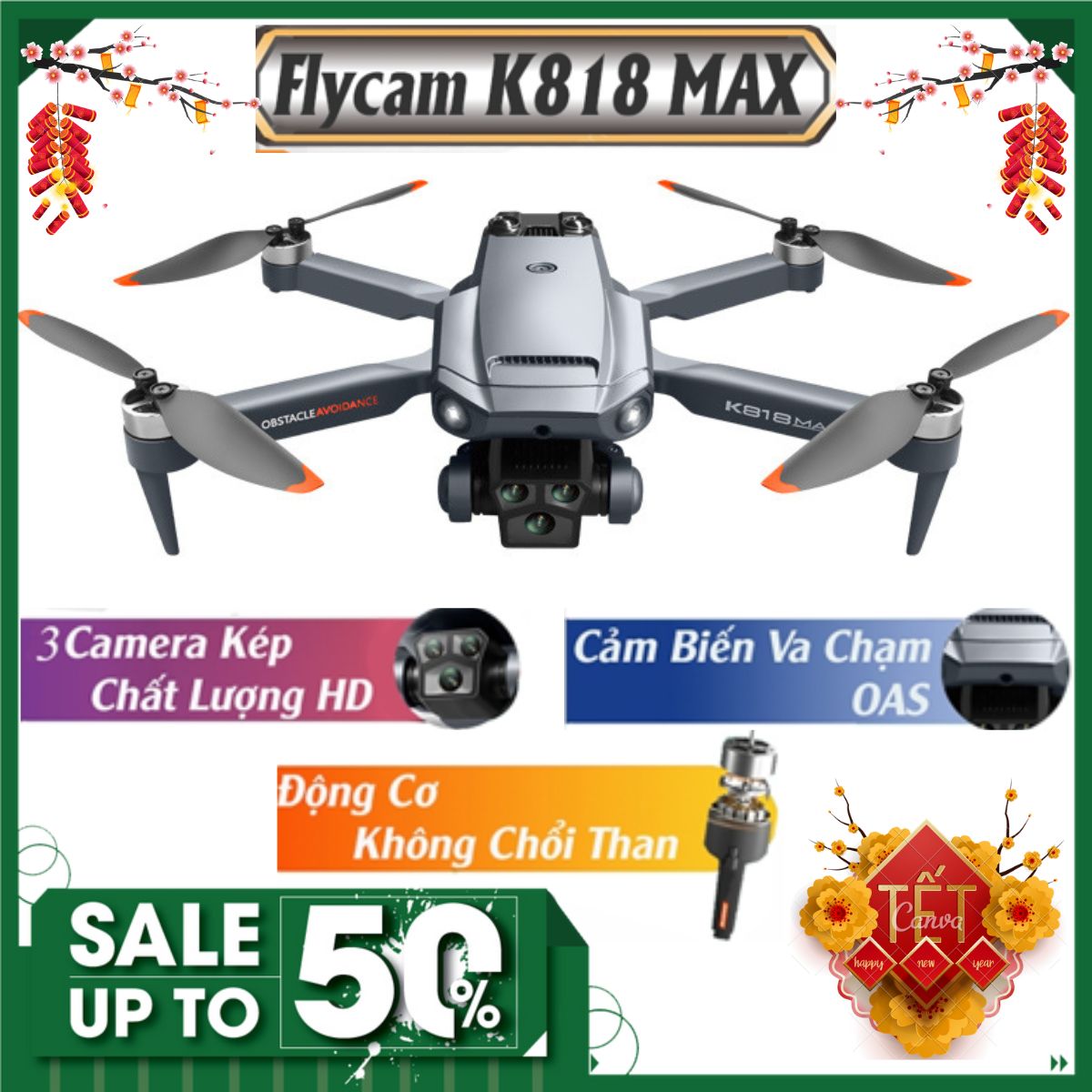 Flycam giá rẻ K818 Max, Máy bay điều khiển từ xa 4 cánh, Drone camera 4k, Playcam, Play camera giá rẻ hơn F11 Pro 4k, Mavic 2 Pro,SG700, Air 2S, P9