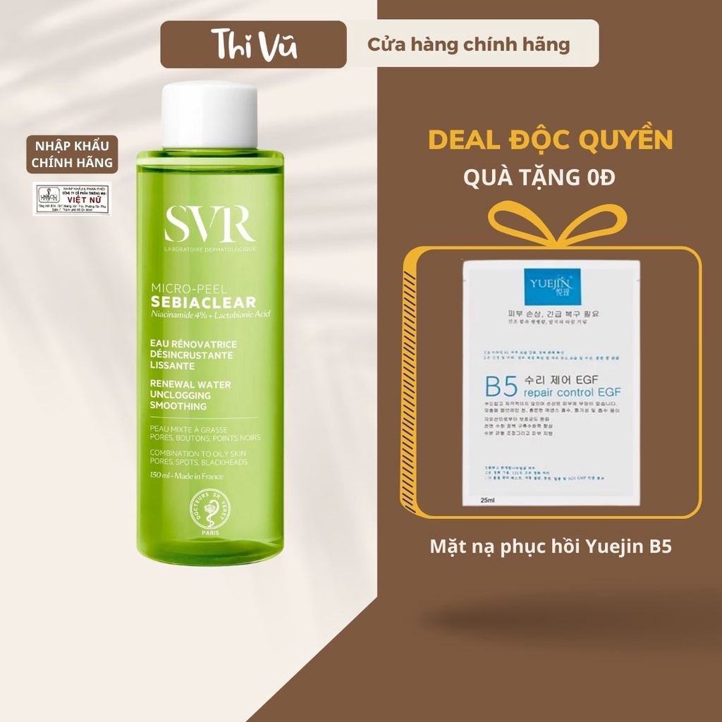 Toner SVR Sebiaclear Micro Peel 150ml, nước cân bằng dành cho da dầu mụn nhạy cảm - Thi Vũ