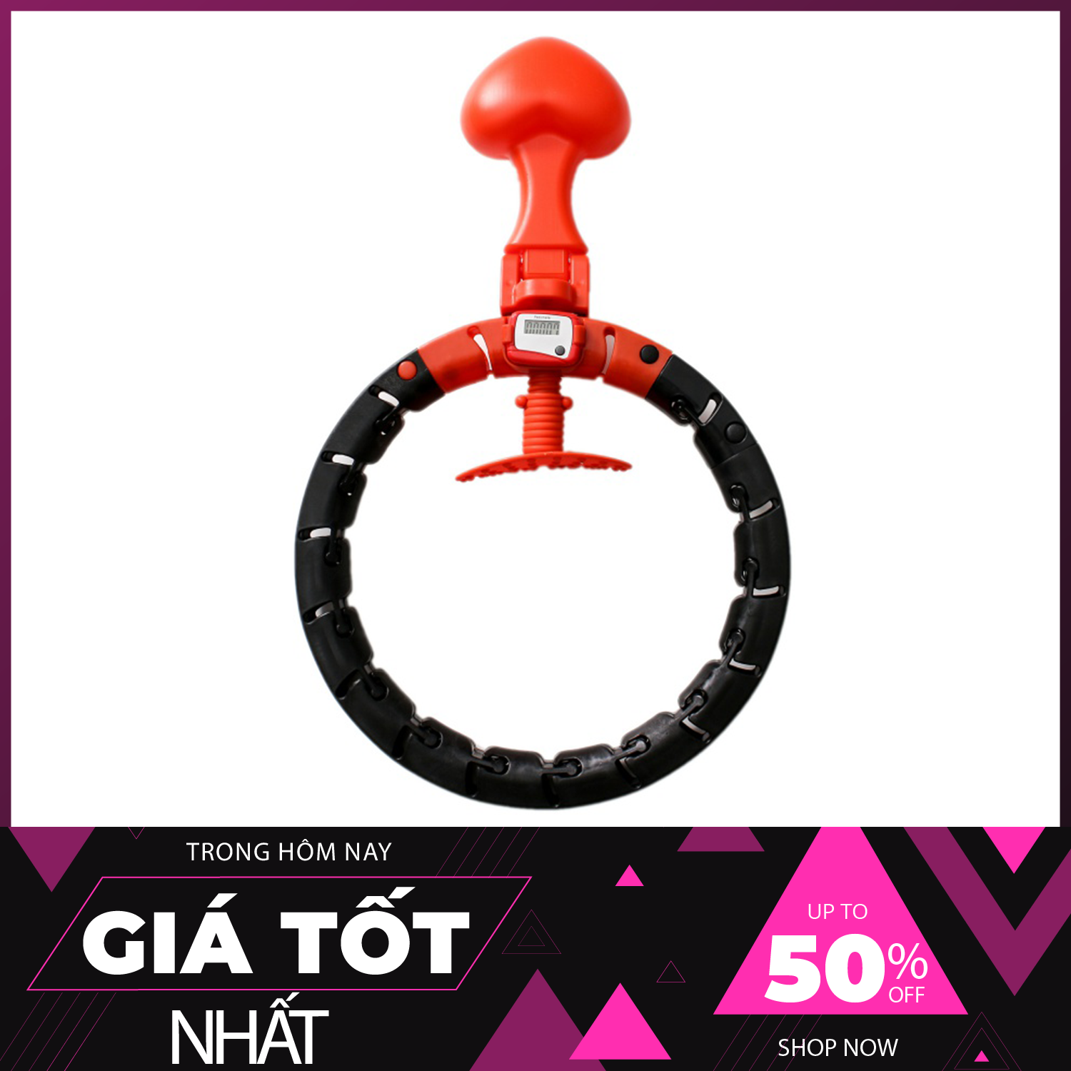 Vòng lắc eo, Vòng tập bụng,Vòng lắc eo đếm số vòng thông minh giúp giảm mỡ bụng hiệu quả, Tiện dụng có thể điều chỉnh theo vòng eo (Dụng cụ thập GYM tại nhà)