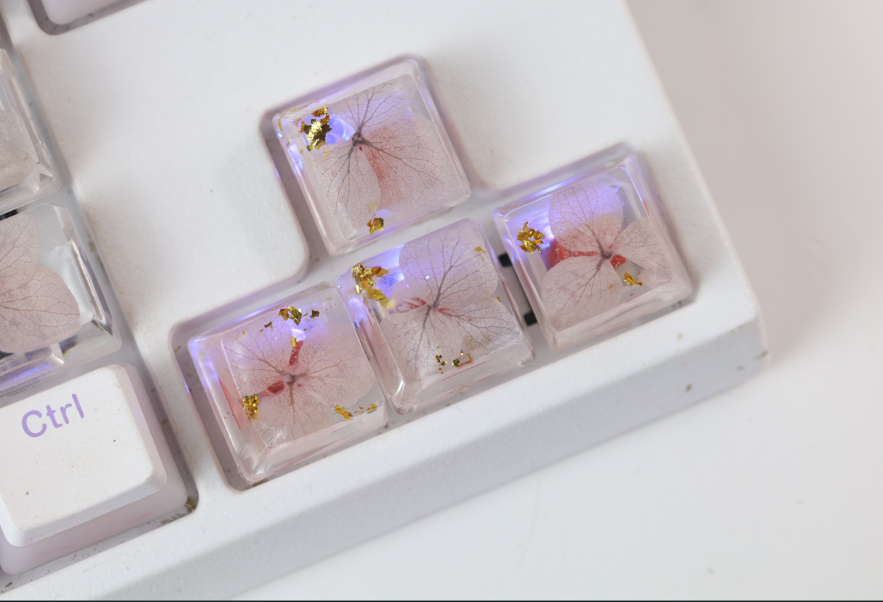 Keycap Lá khô xuyên led siêu đẹp, nút bàn phím độc đáo dành cho bàn phím cơ
