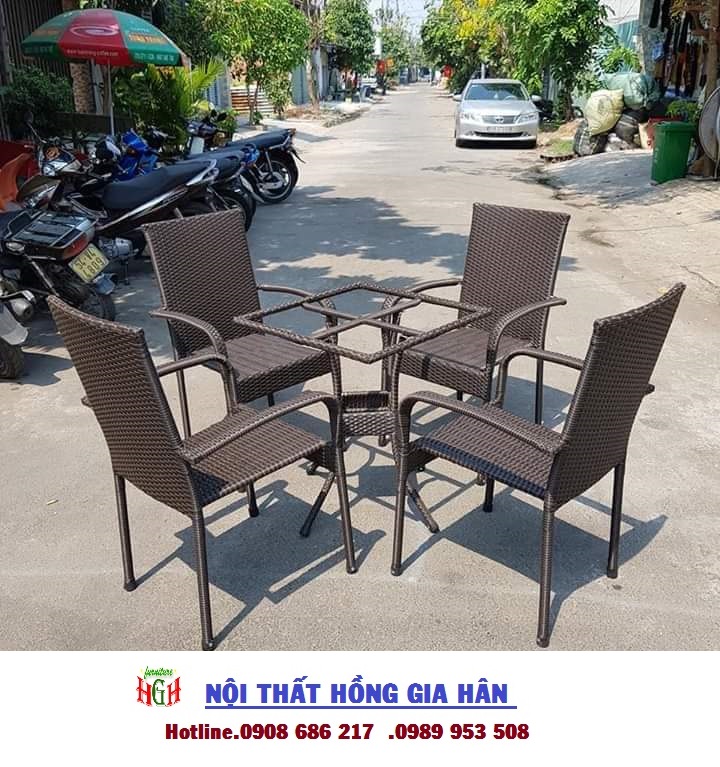 Ghế cafe mây nhựa sân vườn