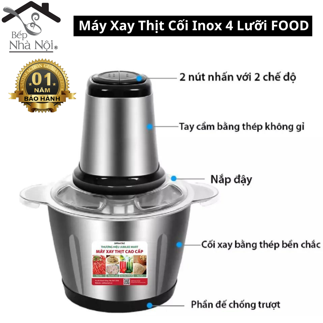 Máy xay thịt đa năng - cối xay thịt inox 2 lít food processor hda công suất 250w.thiết kế 4 lưỡi bằng thép không gỉ - bảo hành 1 năm