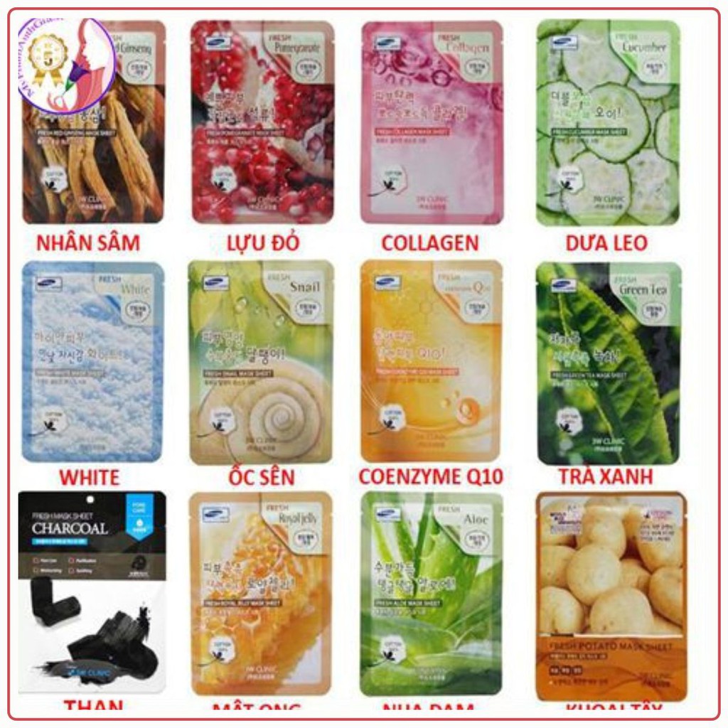 Mặt nạ dưỡng da 3w clinic fresh mask sheet 23ml- hanacosmetics