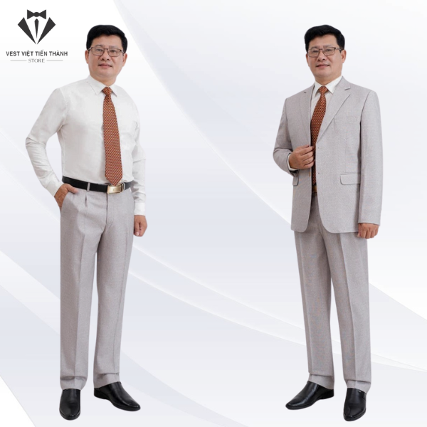 Bộ vest nam trung niên cao cấp vest việt tiến thành