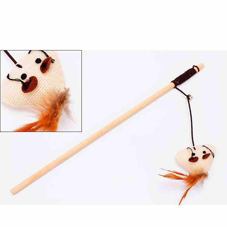 Đồ chơi cần câu gỗ cho mèo
