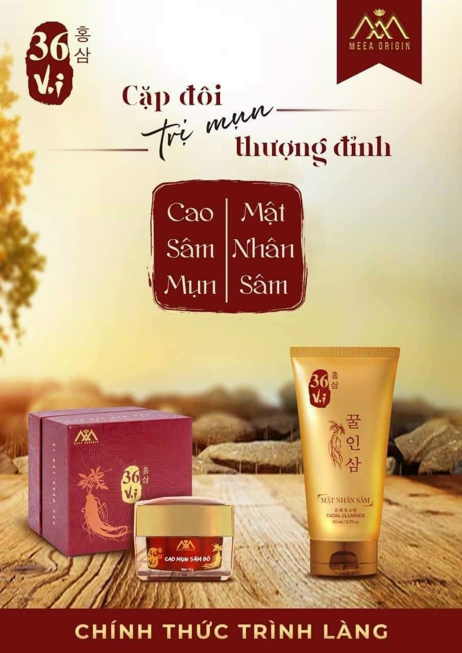 Combo Cao Mụn Sâm Đỏ + Sữa rửa mặt Nhân Sâm - sạch mụn sáng da