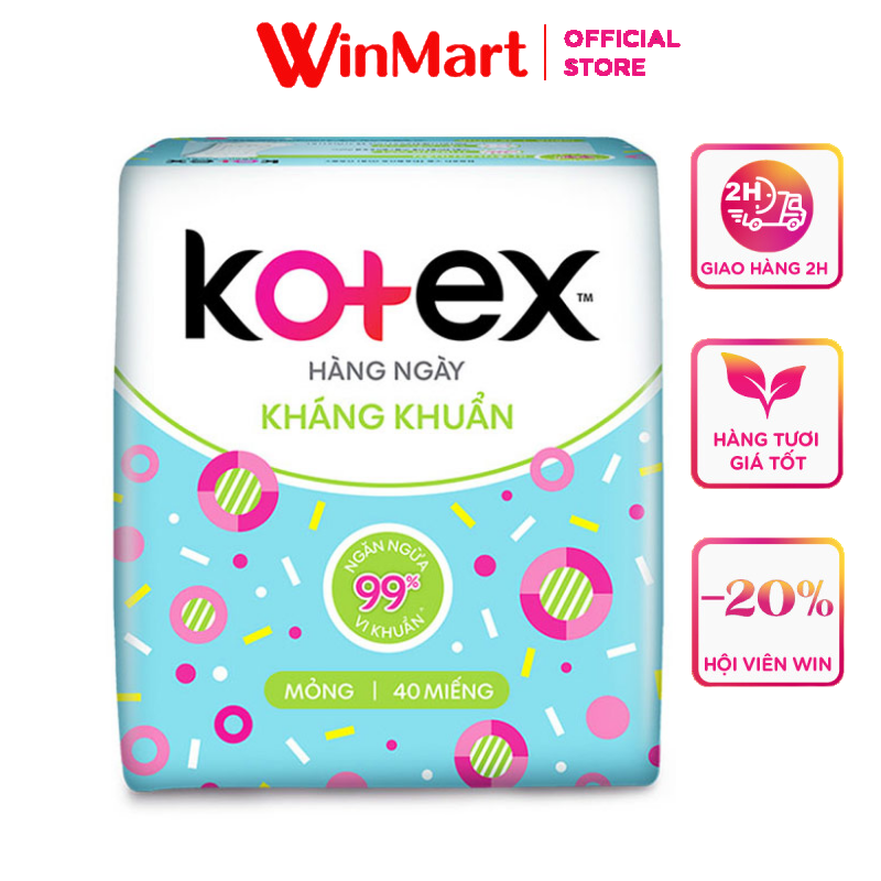 [Siêu thị WinMart] - Băng vệ sinh Kotex hàng ngày kháng khuẩn gói 40 miếng