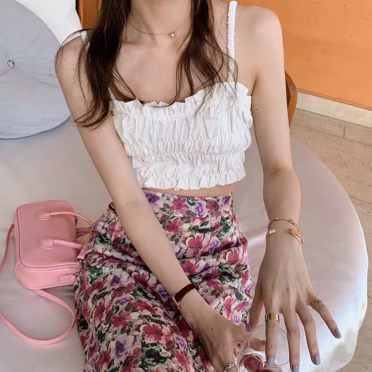 Áo 2 dây nhún crop top xinh xắn