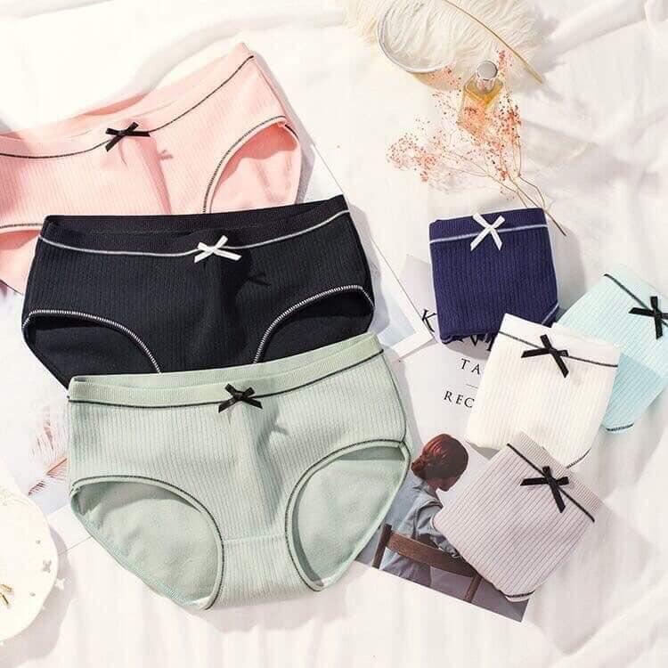 sét 10 quần lót nữ, quần lót cotton tăm nơ hàng muji đẹp
