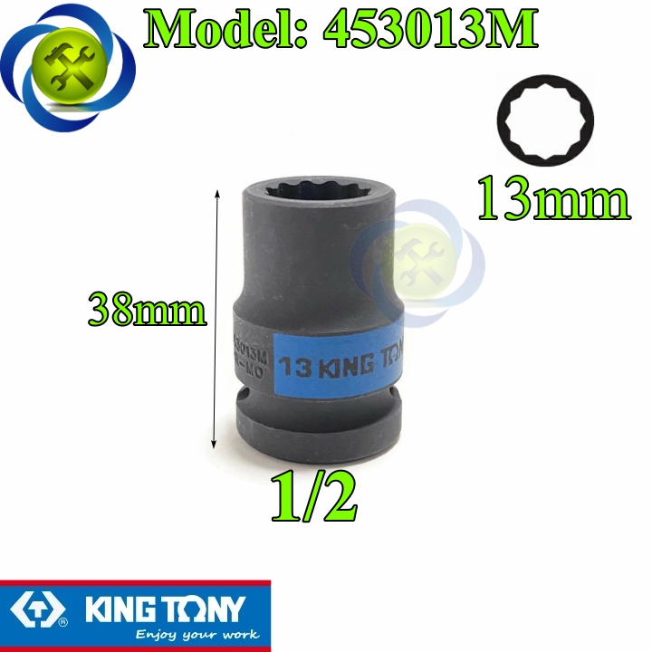 Tuýp 13mm 1/2 kingtony 453013m loại ngắn 12 cạnh màu đen