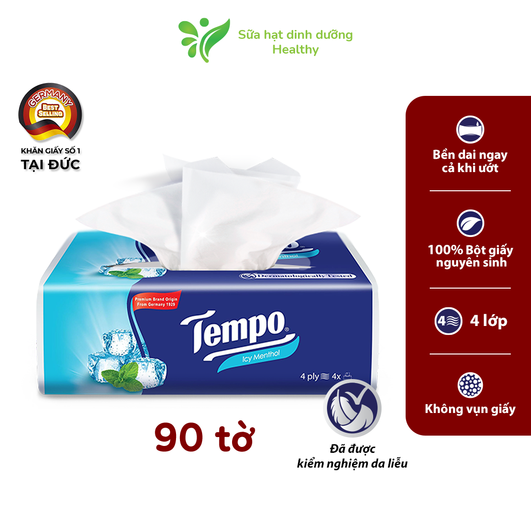 [GÓI] Khăn Giấy Rút Cao Cấp Tempo 4 Lớp, Không Gây Kích Ứng Da (90 Tờ/ Gói) - Thương Hiệu Đức