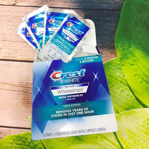 5 gói dán trắng răng 1 Giờ Crest 3D WHITE NO SLIP Whitestrips  4 treatments / 8 Strips [HÀNG LOẠI 1 NỘI ĐỊA MỸ, CAM KẾT KHÔNG GIẢ]