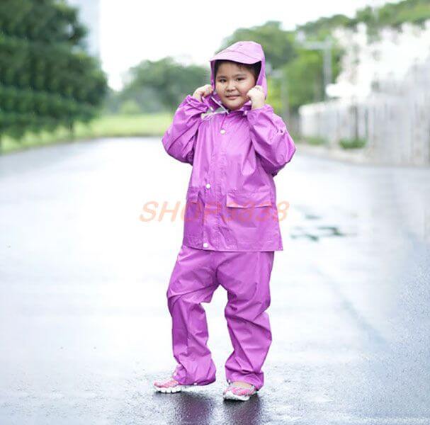 Bộ Quần Áo Mưa Vải Dù Số 3 Cho Bé Từ 9-12 Tuổi Thun Màu