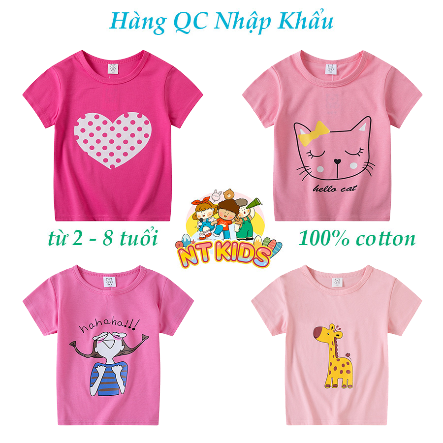 Áo Thun Cho Bé Gái NT KIDS Chất Liệu COTTON Họa Tiết Đáng Yêu