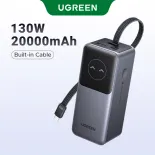 dạng cột Pin Dự Phòng UGREEN 20000mAh 130W Built-in Cable Portable Power Bank High Power Fast Charging Laptop Tablet Powerbank for DELL Lenovo MacBook Space Gray