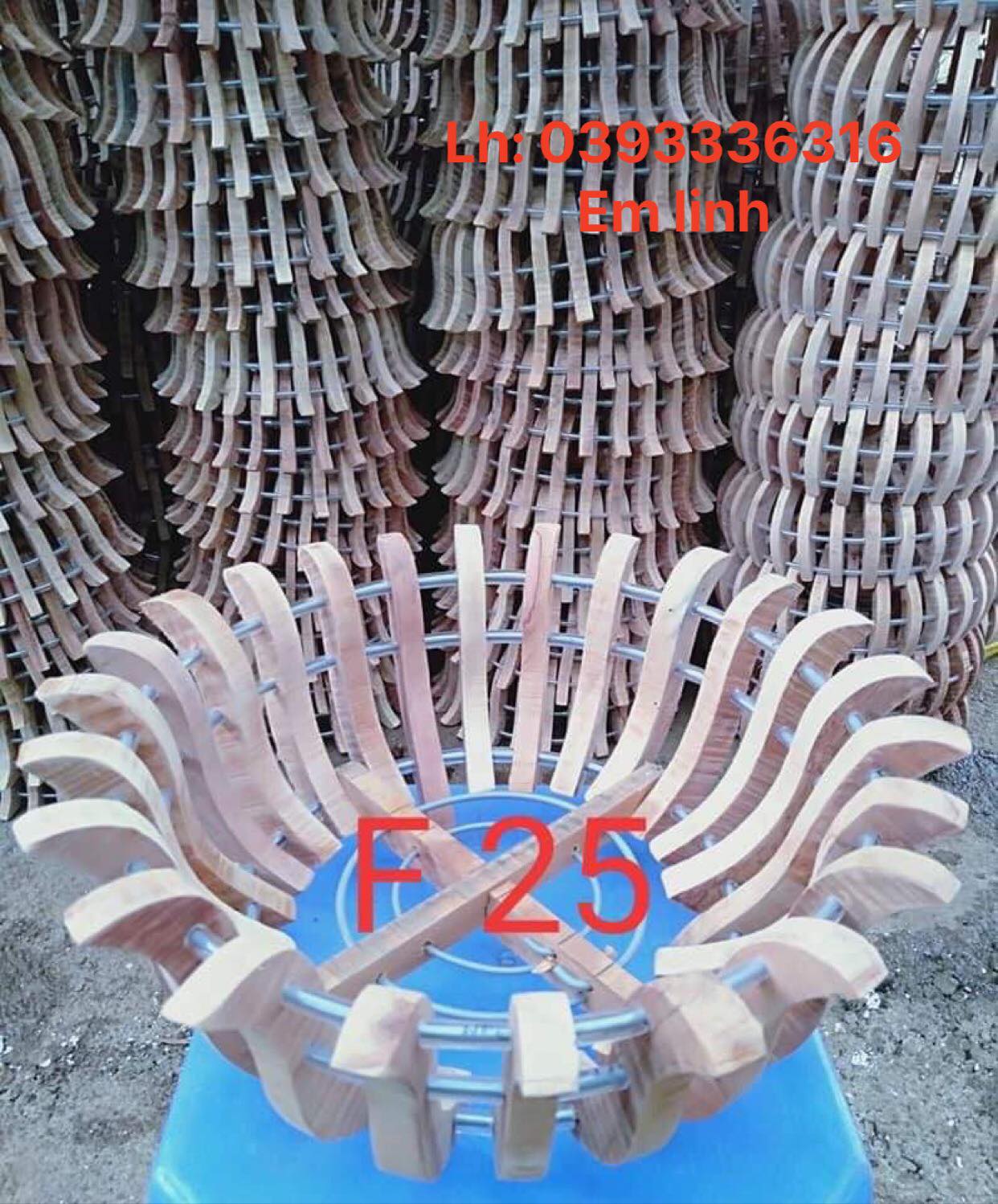 Chậu gỗ trồng lan kiểu sen Size 25 - tặng lưới lót chậu, móc treo