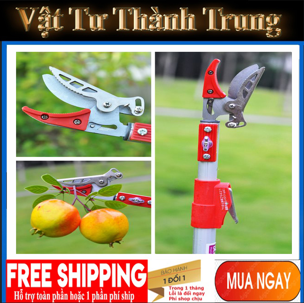 KÉO HÁI QUẢ - KÉO CẮT CÀNH TRÊN CAO DÀI 4 mét - Gậy hái hoa quả,sào cắt quả  trên cao kết hợp cưa cành cây -Kẹp quả không làm rơi