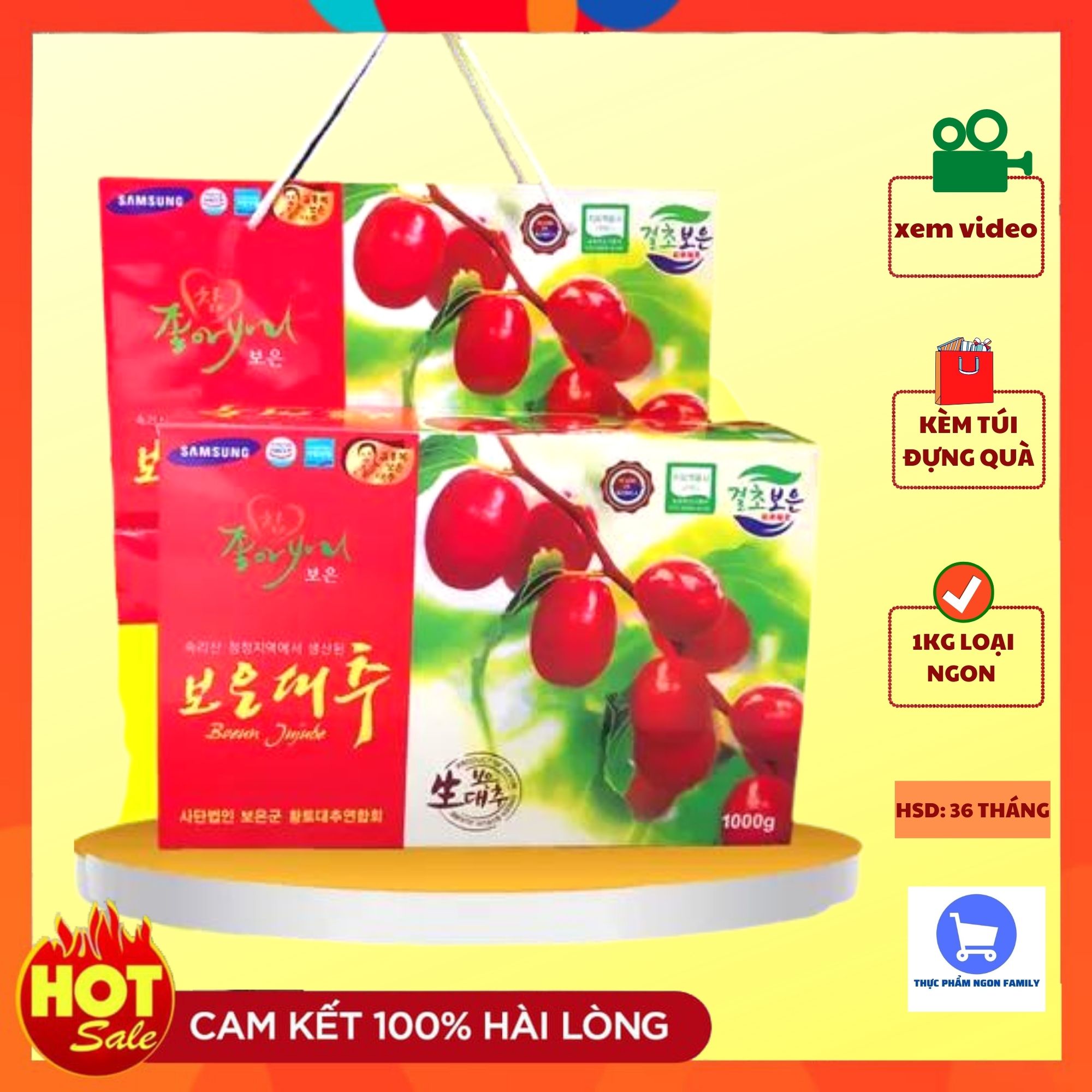 Táo đỏ Hàn Quốc sấy khô Loại 1 (Tặng kèm túi)